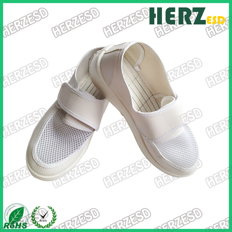 HZ-4306 PVC Sole White Color Breathable ESD Anti-static Shoes for Electronics Factory