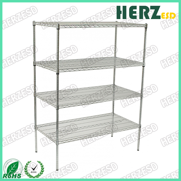 HZ-28103 Three Layers ESD Wire Shelf Trolley Metal ESD Racks